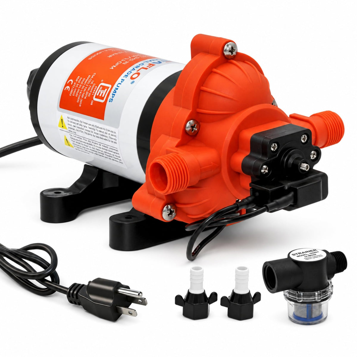 SEAFLO 33 Series 110V/115V AC Fresh Water Pump, 3.3 GPM 45 PSI Self-Priming Pressure Pump with Smart Pressure Switch, Automatic Demand Pump for RV