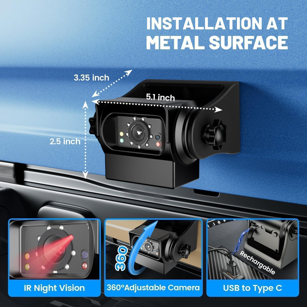 EWAY Strong Magnetic Wireless Backup Camera for iPhone Android, WiFi Hitch Camera Rechargeable Battery for Hitch Gooseneck Travel Boat Horse Trailer