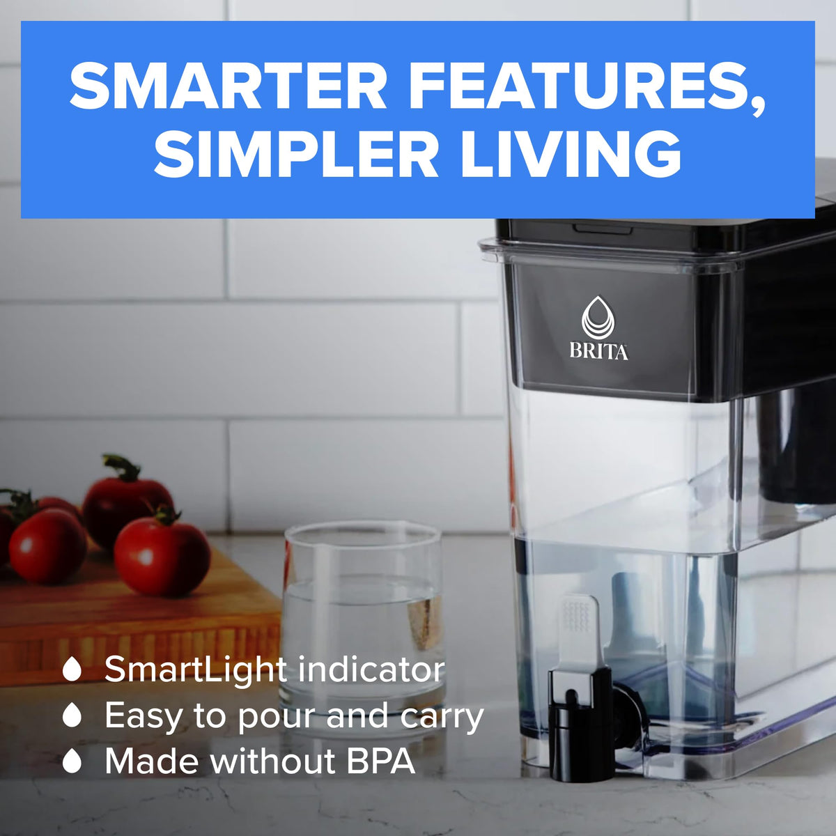 Brita X-Large 27 Cup Water Dispenser, Includes 1 Filter, Gray