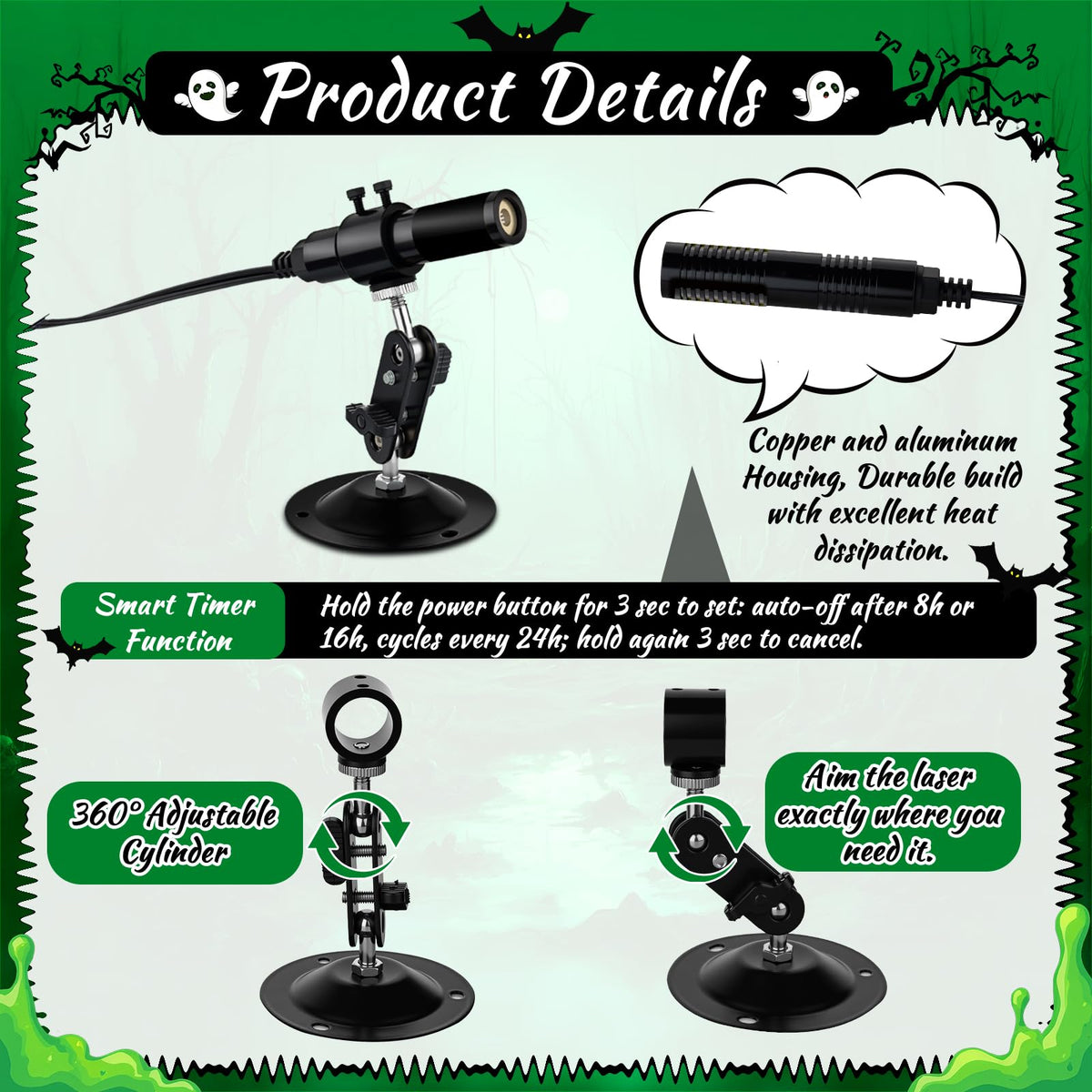 Green Laser Line Projector for Halloween Swamp Party Decoration
