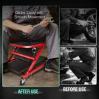 ‎DNA MOTORING TOOLS-00186 40 Inches 2 IN 1 Rolling Folding Car Creeper/Seat, 6 Pcs 2" Casters, 150kg Weight Capacity, Red