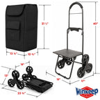 Shopping Cart, Super Loading Stair Climber 220 lbs Capacity, Grocery Foldable Trolley with Extra Large Shopping Bag Laundry Utility Cart with