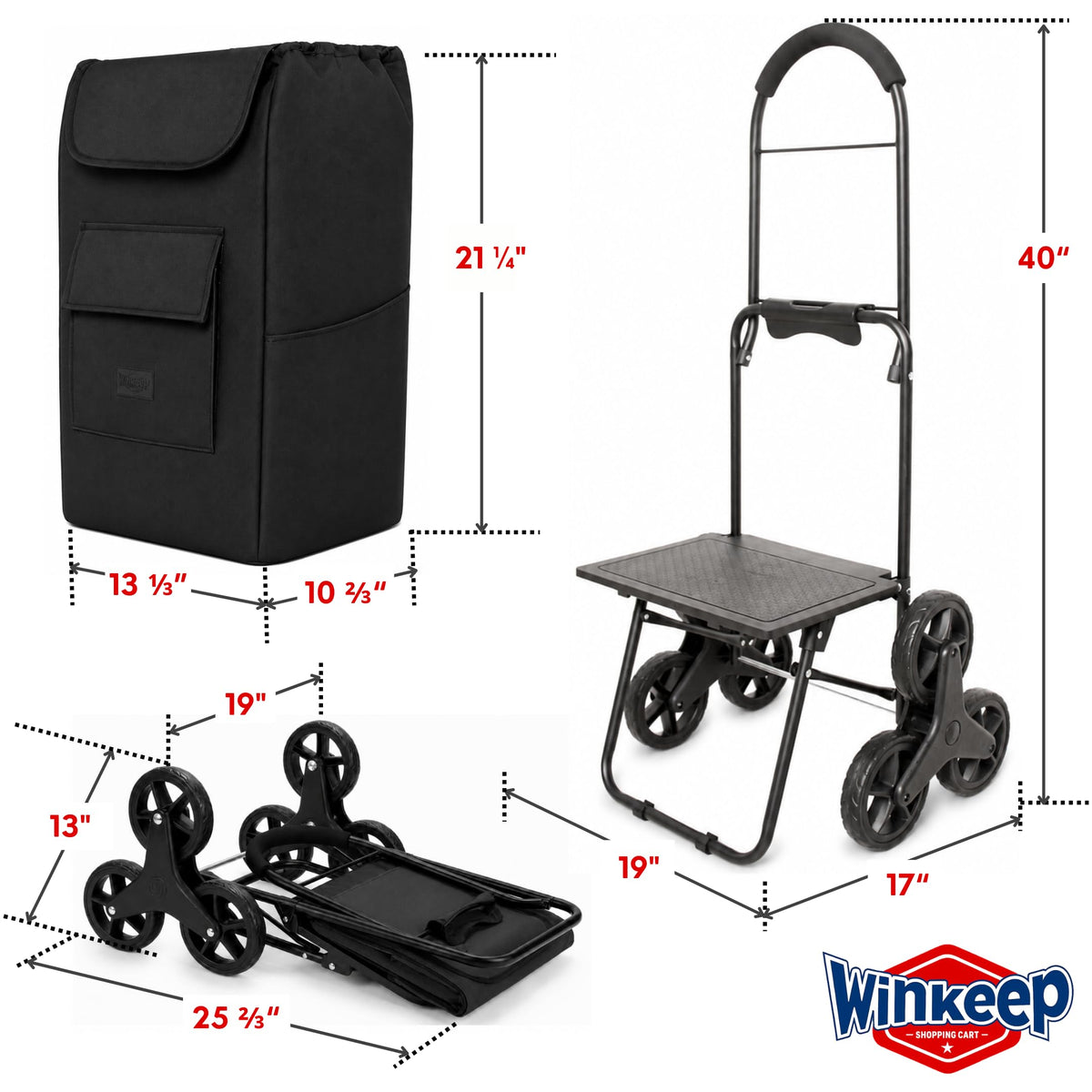 Shopping Cart, Super Loading Stair Climber 220 lbs Capacity, Grocery Foldable Trolley with Extra Large Shopping Bag Laundry Utility Cart with