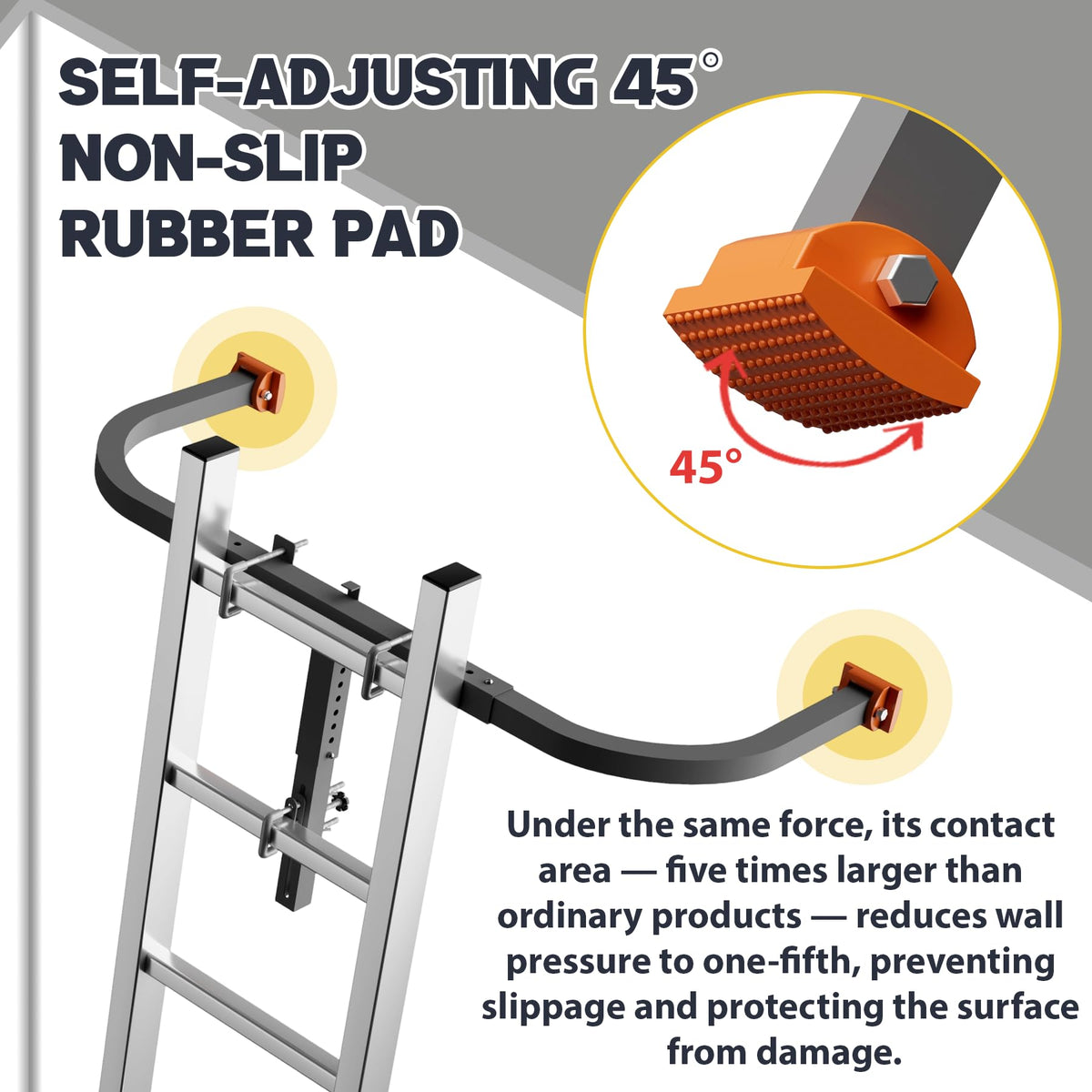 Ladder Stabilizer, Extension Ladder Stabilizer for Roof, Adjustable Ladder Standoff Attachment for Gutters, Windows, Heavy-Duty Steel Ladder