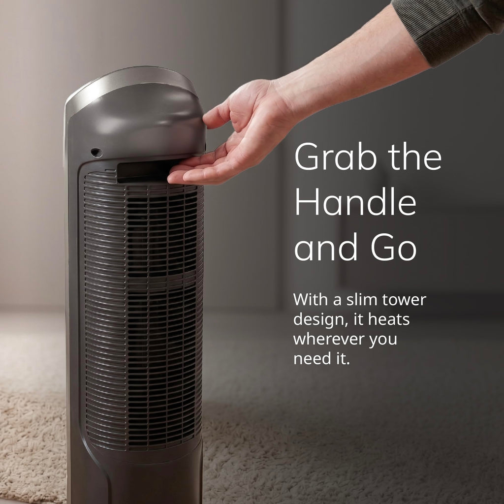 Lasko Oscillating Digital Ceramic Tower Heater for Home with Adjustable Thermostat, Timer and Remote Control, 23 Inches, 1500W, Silver, 755320