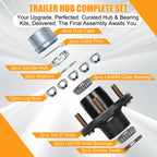 2 Sets 3500Lbs Axle Trailer Hub Kit 5 Bolt 4.5",5 Lug Trailer Hub Fit 1-1/16" to 1-3/8" Trailer Tapered Spindle,Boat Trailer Hubs 5 Lug,Trailer Wheel