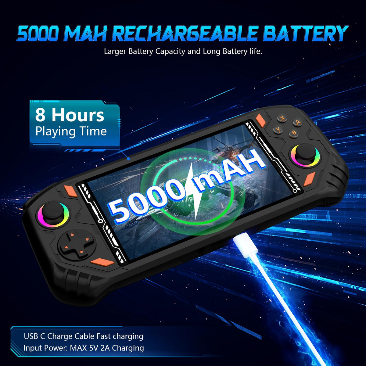 RG52MINI Retro Handheld Game Console, 5.5 Inch IPS Screen, Portable Dual System, 64GB Support 30+ Emulator&22000+ Classic Games, WiFi Networked
