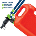 Scepter 5 Gal Gas Can, Spill Proof SmartControl Spout, Spout Extender, Red