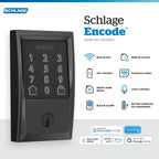 Schlage Encode Smart WiFi Deadbolt Lock with Century Trim, Matte Black