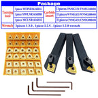 5/8" 36PCS Indexable Carbide Lathe Turning Tool Insert Holder Bit Set MTJNR1616H16 + MWLNR1616H08 + MCLNR1616H12 with CNMG 431 + WNMG 431 + TNMG 331