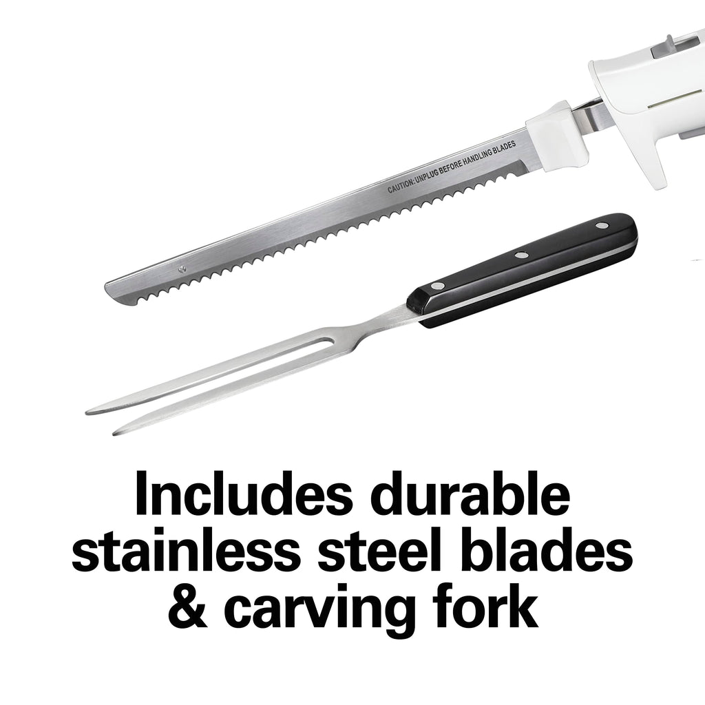 Hamilton Beach Electric Knife Set for Carving Meats, Poultry, Bread, Crafting Foam & More, Reciprocating Serrated Stainless Steel Blades, Ergonomic