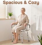 Shower Chair for Inside Shower with Arms and Back, Aluminum Frame