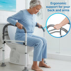 Vaunn Medical Adjustable Toilet Safety Rail for Seniors, Foldable Toilet Safety Frame for Elderly Adults, Bathroom Grab Bar Handle, Toilet Handle for