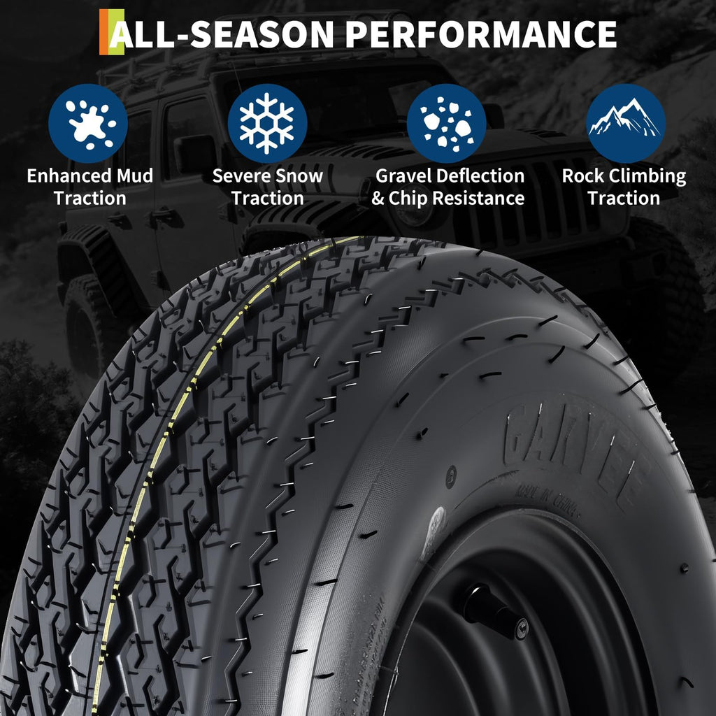 Garvee 2-Pack ST175/80D13 Trailer Tires with Black 13" Spoke Wheel