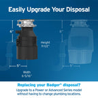 InSinkErator Garbage Disposal with Power Cord, Badger 5, Standard Series, 1/2 HP Continuous Feed, Black