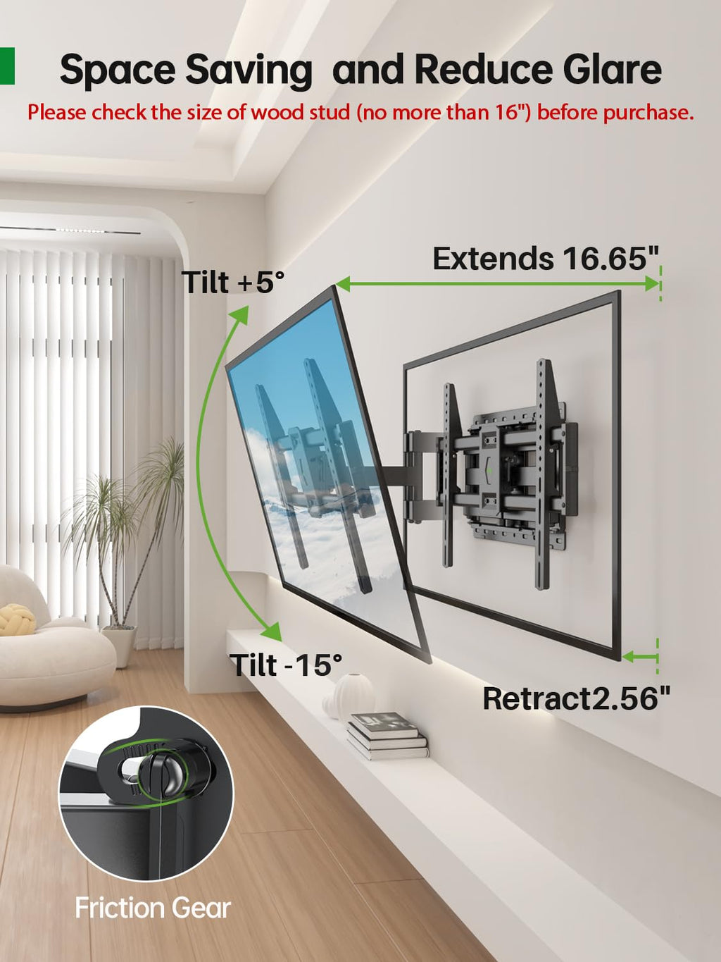 USX Mount Full Motion TV Wall Mount for 42-90 inch TV Holds up to 132lbs