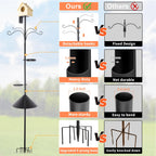 92 Inch Squirrel Proof Bird Feeder Pole with 9 Prongs Base, 1 Inch Dia Bird House Pole, Heavy Duty Bird Feeder Stand, Adjustable Shepherds Hooks for