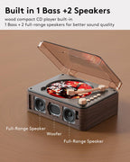 CD Player with Speakers Retro Bluetooth CD Players for Home-Brown