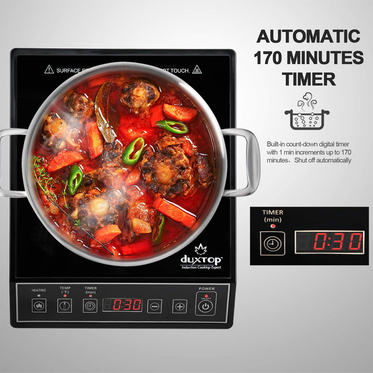 Duxtop 1800W Portable Induction Cooktop Countertop Burner, Black 9100MC