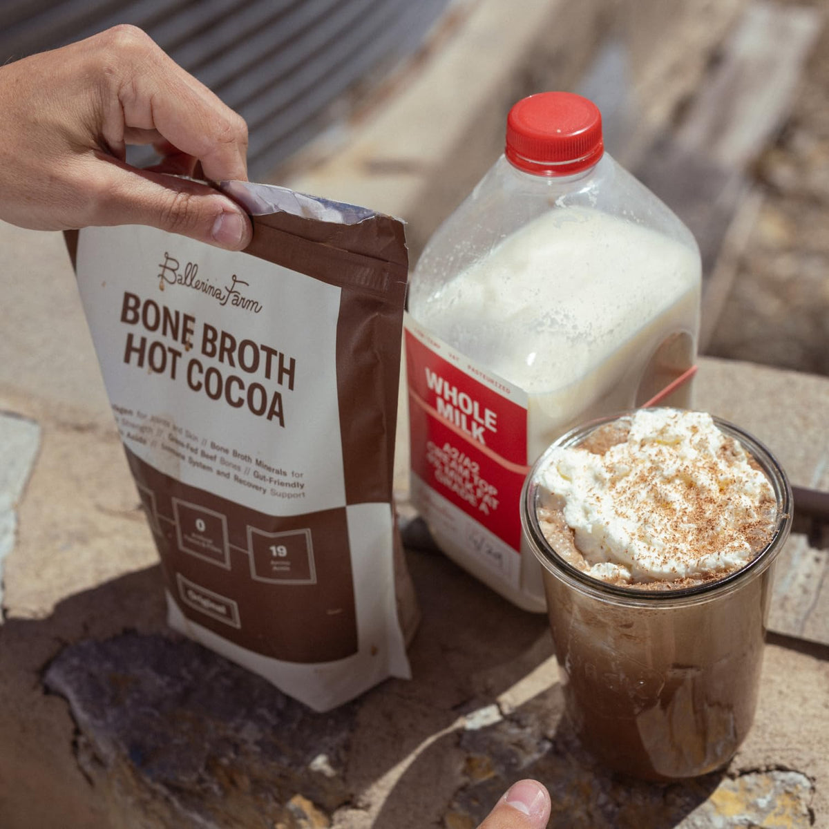 Ballerina Farm Bone Broth Hot Cocoa Mix, Grass Fed Collagen, 25g Protein