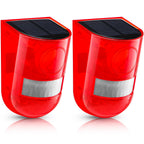 Qualirey 2 Pack Solar Motion Sensor Alarm 129db Outdoor Strobe Light,Red