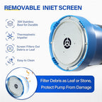 FOTING 1/2HP Submersible Water Pump with Stainless Steel Base - Removes Water to 0.04" Depth, 2450GPH Portable Sump Pump for Puddles, Pools, Boats
