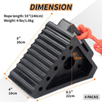 4PK Heavy-Duty Rubber Wheel Chocks for RV Travel Trailer Camper