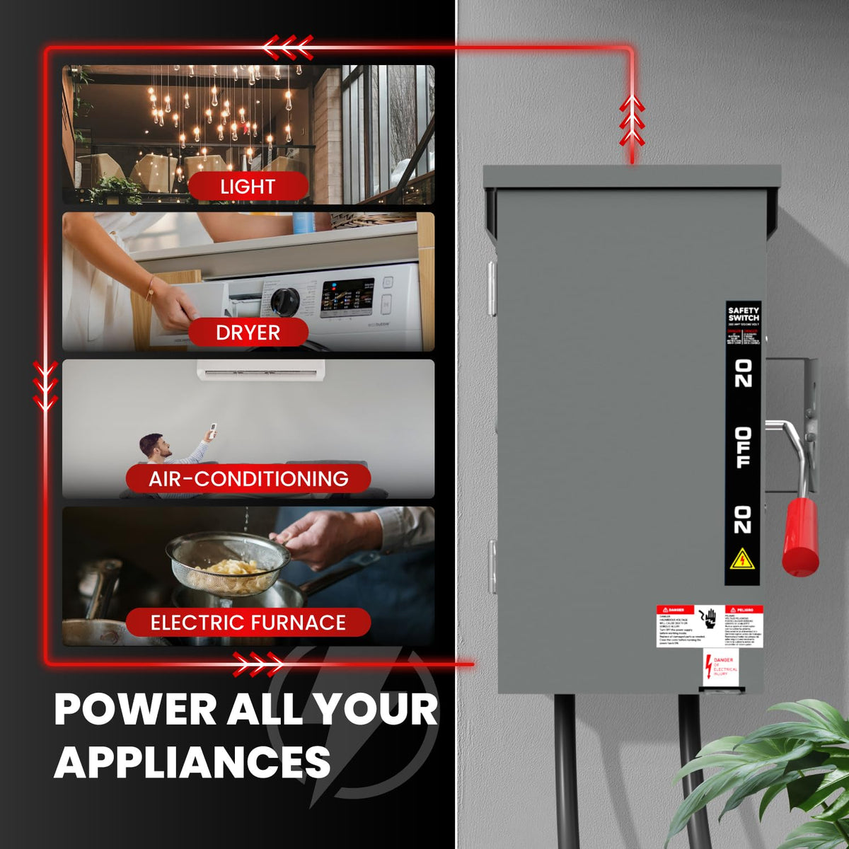 200 Amp Manual Generator Transfer Switch for Home, 48000W