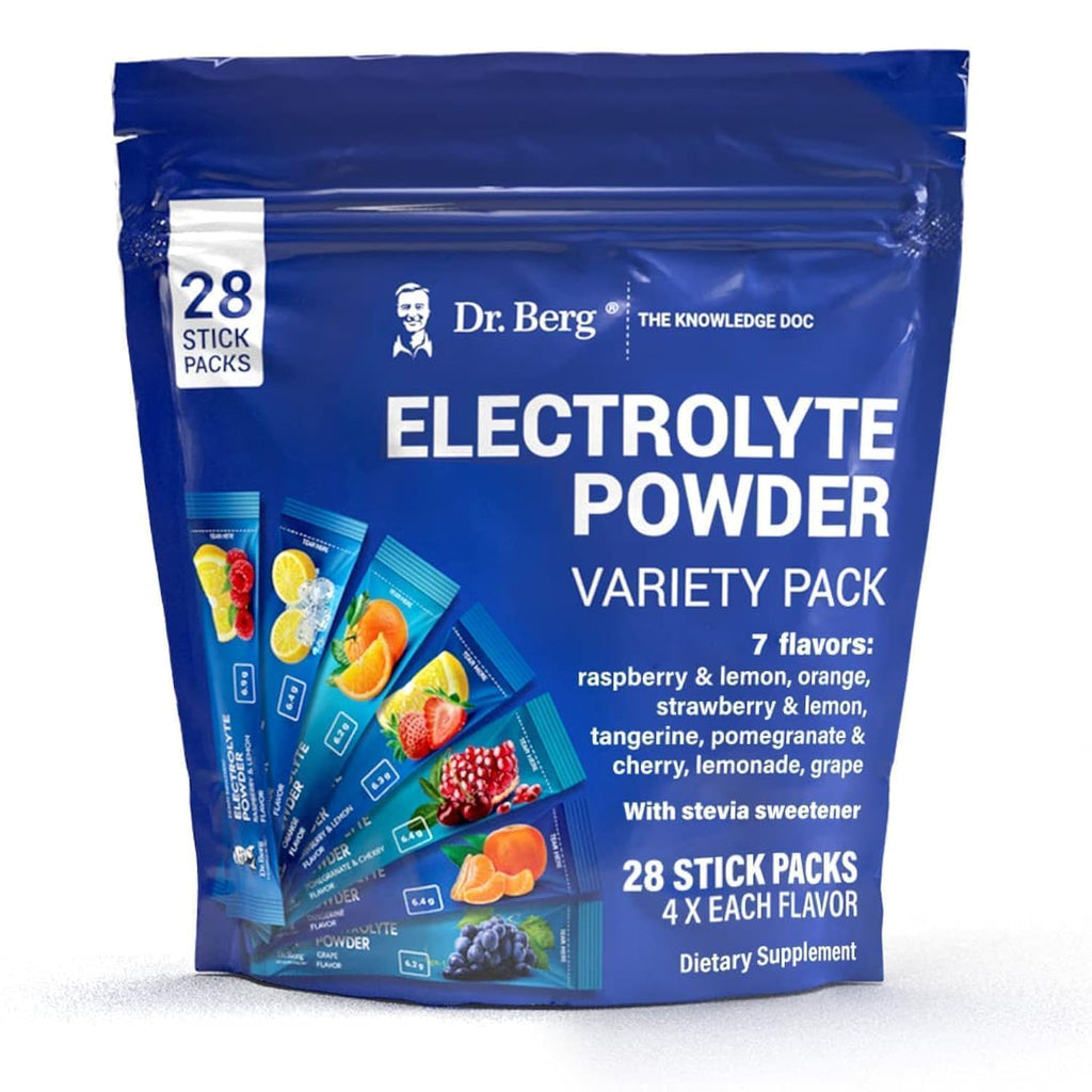 Dr. Berg Sugar Free Electrolyte Powder Packets (Variety Pack) - Daily Electrolyte Drink Mix - 28 Total Hydration Pouches Sugar Free - Keto