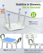 Wide Shower Chair for Inside Shower, Stable Bracing Design, 400 lbs