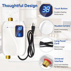 110V Tankless Water Heater Electric, 3000W Tankless Electric Water Heater Instant, Under Sink Water Heater with Digital Display, On Demand Hot Water