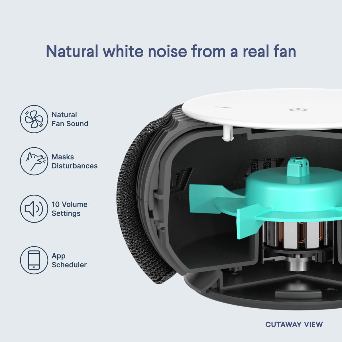 SNOOZ Original Smart White Noise Sound Machine, Real Fan Inside for Sleep