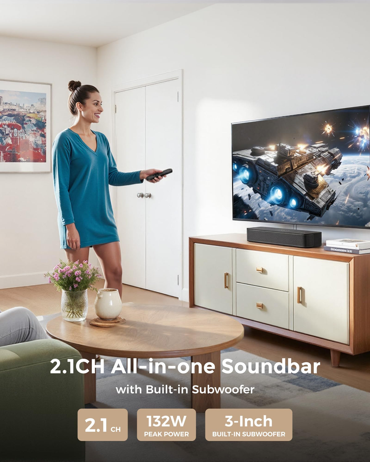 ULTIMEA 2.1ch Soundbar Built-in Subwoofer, Home Theater System, App Control