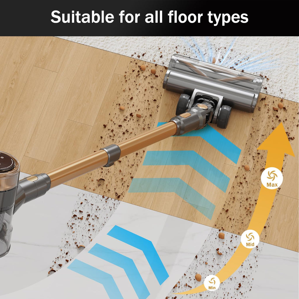 Cordless Vacuum Cleaner, 10-in-1 Lightweight Stick Vacuum with 45mins Runtime, Powerful Suction, LED Touch Screen, Rechargeable Vacuum Cleaners for