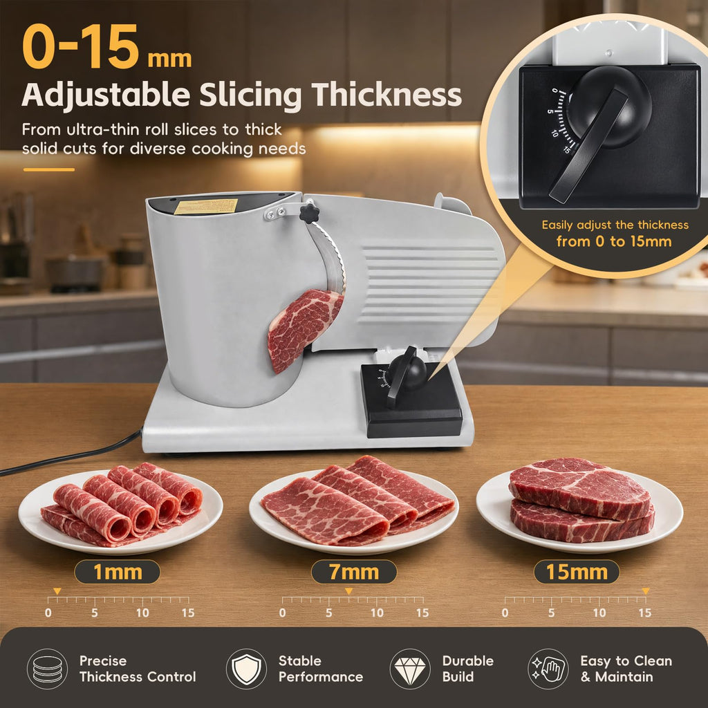 200W Meat Slicer Machine for Home, Electric Food Deli Slicer