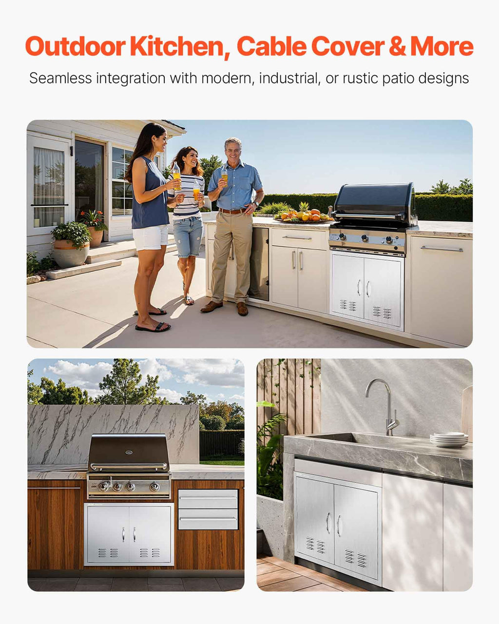 VEVOR Outdoor Kitchen Doors 30W x 21H Inch 304 Stainless Steel Double Doors