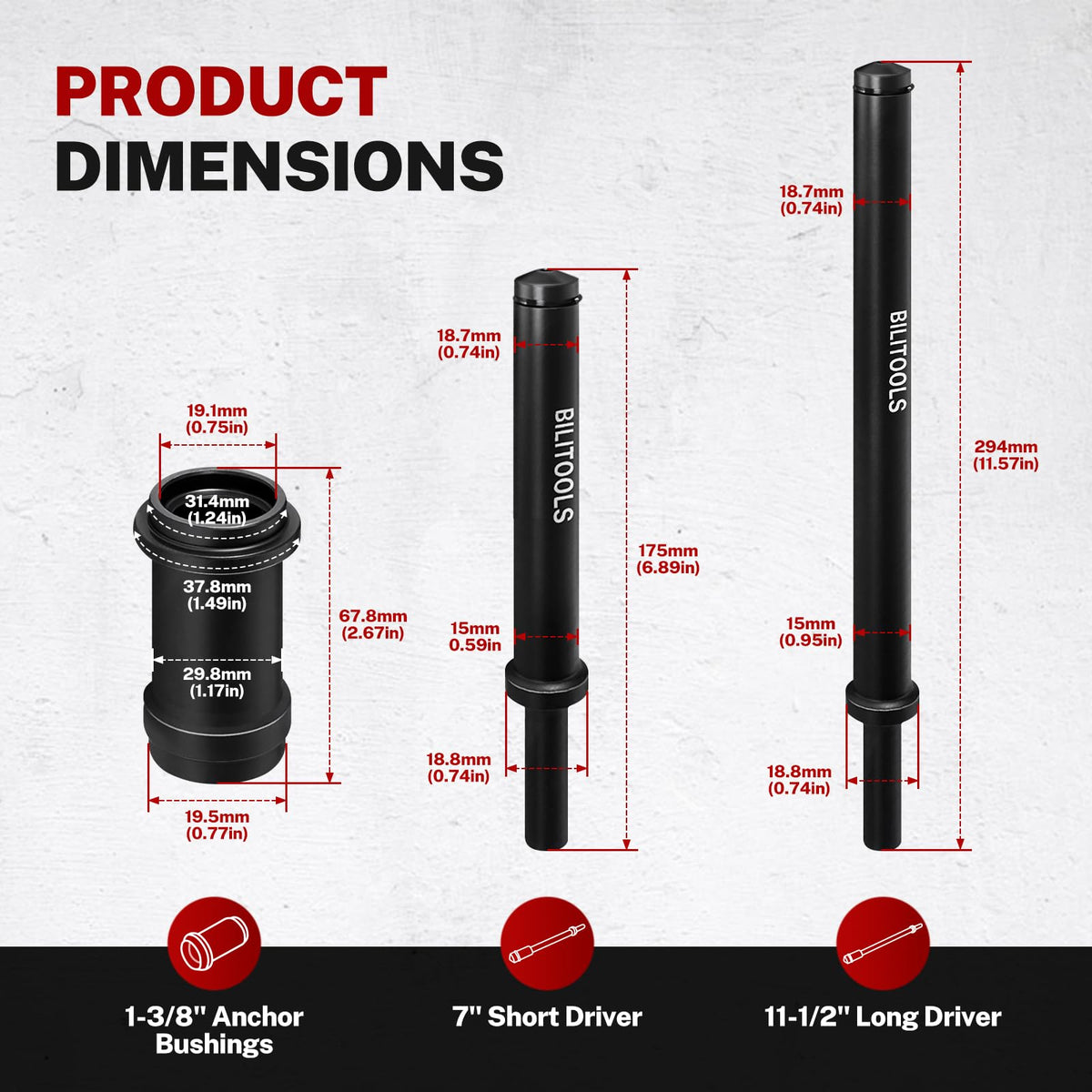 BILITOOLS Truck Anchor Pin Bushing Kit, Pneumatic Bushing Driver