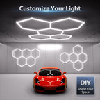 Hexagon Garage Lights: 168W 5 Grids LED Garage Lights - Easy Install 6500K Super Bright Honeycomb Light for Workshop Warehouse Car Detailing Shop