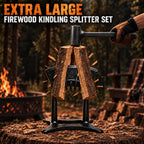 Kindling Splitter for Wood,Manual Log Splitter with 3Lbs Rubber Hammer,One-Piece Molding Cast Iron Wood Splitter,Firewood Splitter Tool（Extra Large