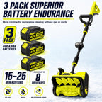 40V Brushless Cordless Snow Shovel, 13Inch Electric Snow Blower with 3 * 4.0 Ah Battery and Charger, Battery Powered Snow Shovel with 25FT Throw