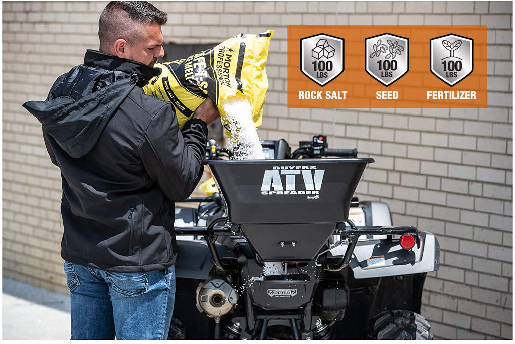 Buyers Products ATVS100 100 lb ATV Rear Rack Mount Broadcast Spreader