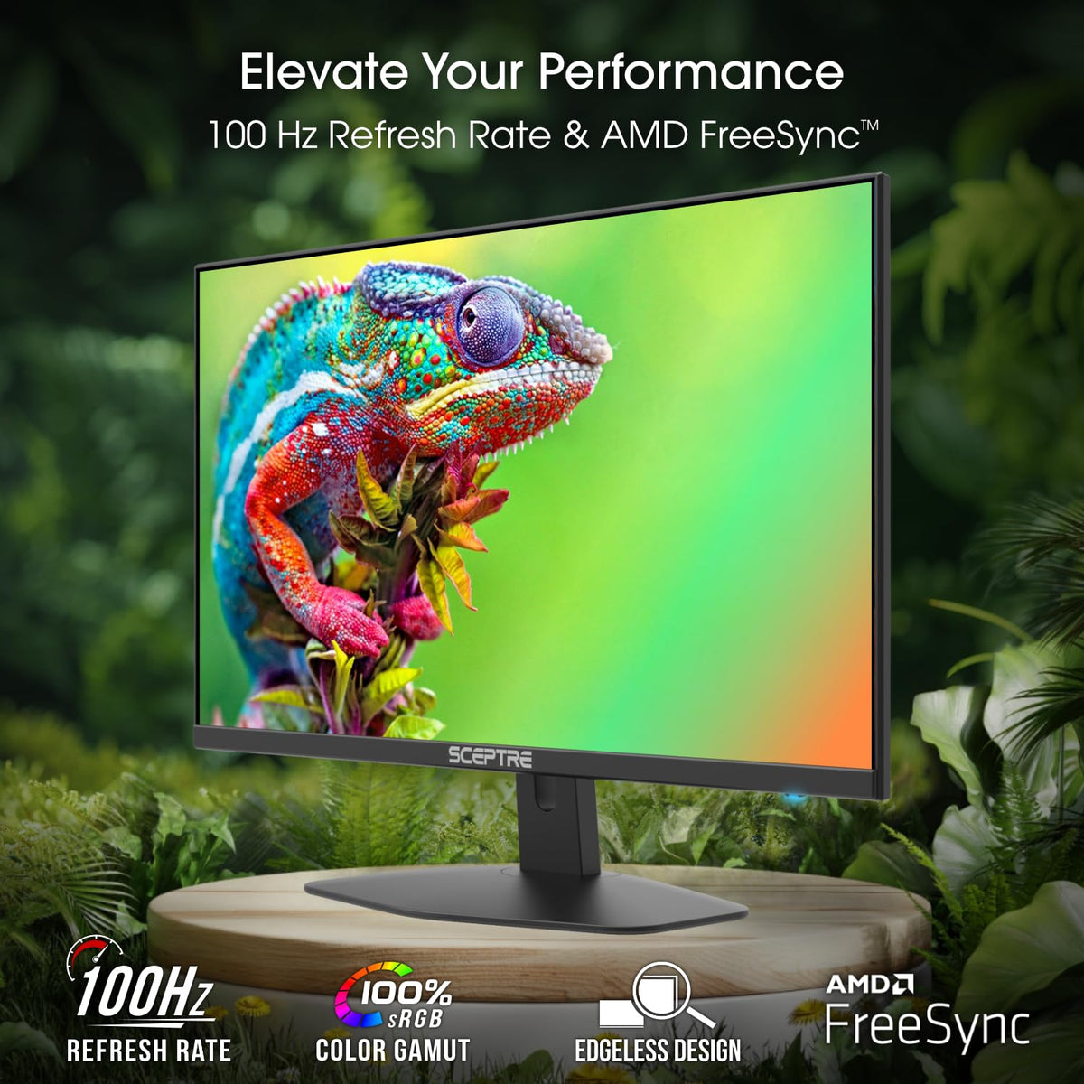 Sceptre 27-inch Prime Gaming Monitor 100Hz 1ms DisplayPort HDMI x2 100% sRGB AMD FreeSync Build-in Speakers, Eye Care Frameless Machine Black 2025