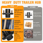 2 Sets 3500Lbs Axle Trailer Hub Kit 5 Bolt 4.5",5 Lug Trailer Hub Fit 1-1/16" to 1-3/8" Trailer Tapered Spindle,Boat Trailer Hubs 5 Lug,Trailer Wheel