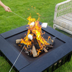 EcoNook 32 inch Square Outdoor Fire Pit Table with Spark Screen