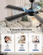 OJX 52 Inch Ceiling Fans with Lights and Remote/APP Control