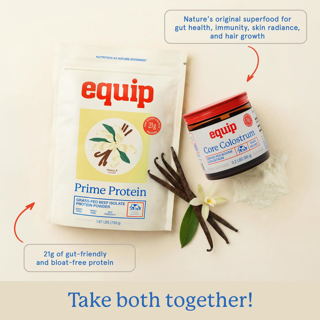 Equip Foods Prime Protein Powder | Clean, Grass Fed Beef Protein Powder | Carnivore Protein Isolate, Keto Friendly | Gluten & Dairy Free | Helps