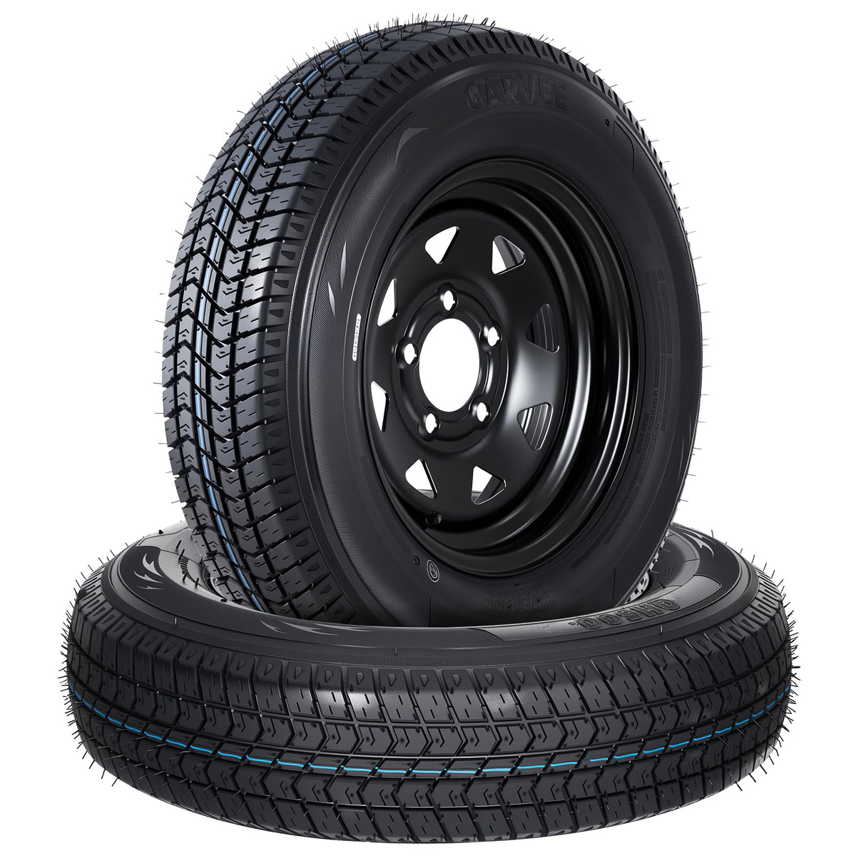 Garvee 2-Pack ST175/80D13 Trailer Tires with Black 13" Spoke Wheel