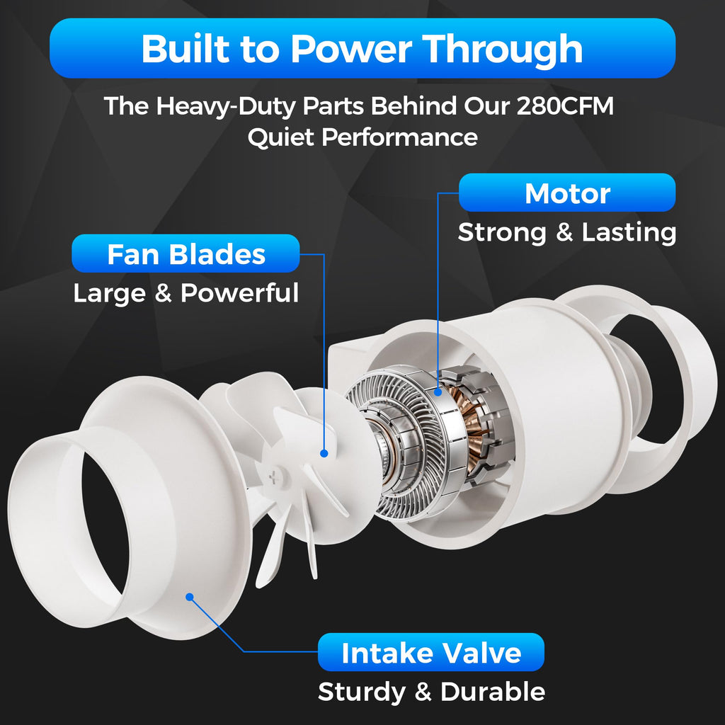 4 Inch Duct Fan 280 CFM Inline Ventilation Exhaust Fan
