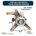 Hourleey 7/8" Shaft Vertical Pressure Washer Pump, 3400PSI 2.5GPM, Replacement Pump for Power Washer Kit, Compatible with Honda, Simpson, RYOBI