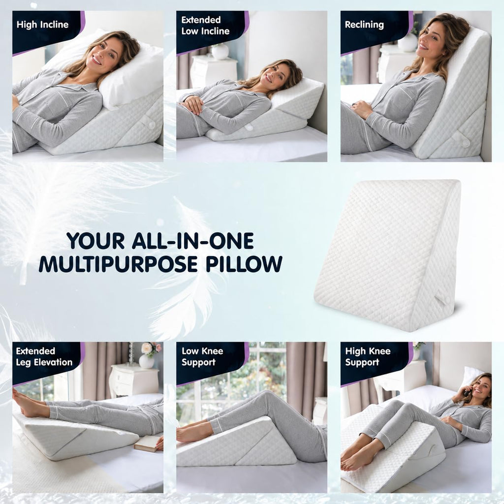 Wedge Pillow for Sleep Apnea, FSA Eligible Bed Wedge Pillow for Headboard, Acid Reflux, Snoring, Back Pain, and Post Surgery Recovery (12" and 9"